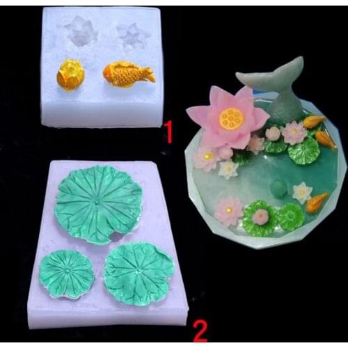 Transparent Silicone Mould Dried Flower Resin Decorative Craft DIY stereoscopic lotus leaf fish Mold epoxy resin molds for jewel