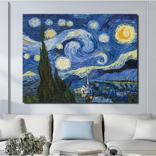 SELFLESSLY Canvas Paintings Vincent Van Gogh Starry Sky Famous Art Reproduction Home Decoration Prints Poster Wall Art Unframed