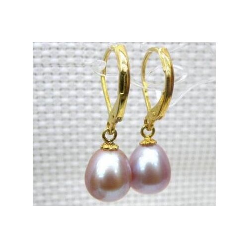 Free shipping>>>>noble jewelry 14K YELLOW GOLD PERFECT 10-12 MM AAA++ PINK SOUTH SEA PEARL DANGLE EARRING