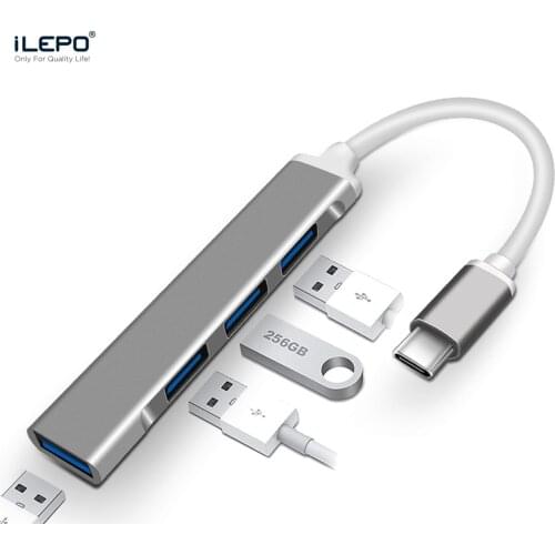 ILEPO 4 in 1 USB C HUB For Lenovo Xiaomi Macbook Pro 13 15 Air Pro PC Computer Accessories USB Type C Multi Splitter Adapter OTG