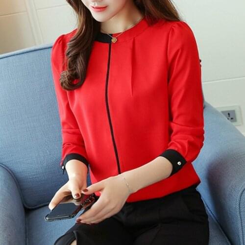 2020 women clothing long sleeve women blouses and shirts Korean loose chiffon blouse shirt women solid color blusas Plus size