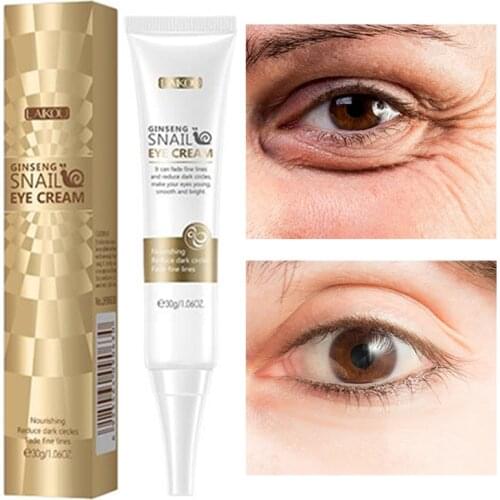 1Pcs Eye Cream Remove Dark Circles Anti-Wrinkle Anti-Aging Anti-Puffiness Brighten Repair Deep Nourish Snail Secretion Skin Care