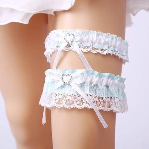 2pcs/set Wedding Garter Navy Blue Embroidery Flower Sexy Garters for Women/Female bridal Thigh Ring Bridal Leg Garter