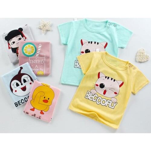 2020 Summer Baby Boys T-shirt Kids Clothes Hot Sale Cute Cartoon Cat Bear Toddler Girl Clothes Casual Tops Tee Children T-shirt