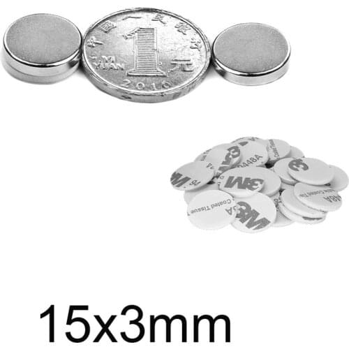 5~100PCS 15x3 Disc Rare Earth Magnet With 3M Double-Sided Adhesive Tape 15x3mm Round Strong Neodymium Magnets 15*3