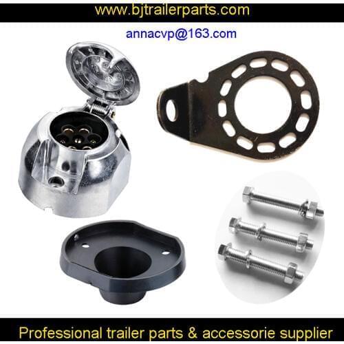 7 Pin trailer connector metal round trailer socket set with outlet and bracket /boat/ caravan/ motorhome/ car/ aut trailer parts