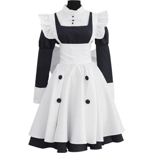 Anime Black Butler Cosplay Costumes Mey Rin Maid Role Play Costume Women Girls Halloween Carnival Party Full Set Dresses Wigs