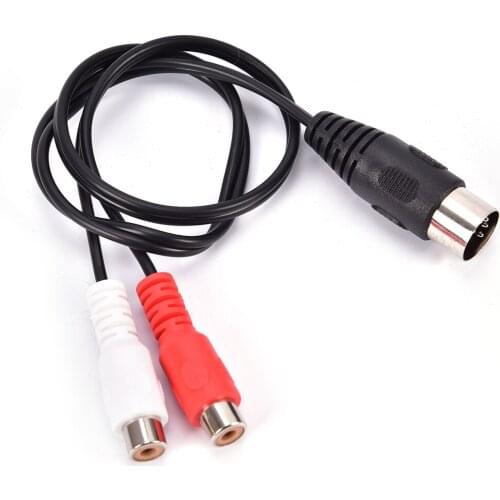 MIDI DIN 5P Male To 2 RCA Phono Female Socket Jack MF Audio Cable 0.5M