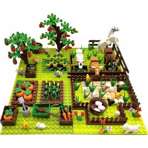 Hot Farm Building Blocks Toys Trees Animals Pig Chicken Coop Building Blocks For Kids Bricks Parts Chicken Coop Hen House Toys