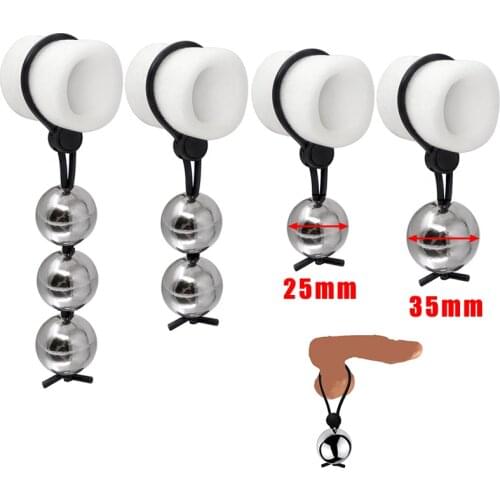 Cock Ring Metal Ball Heavy Weight Hanger Stretcher Penis Extender Enlargement Male Chastity Device Sex Toys Penis Ring for Men
