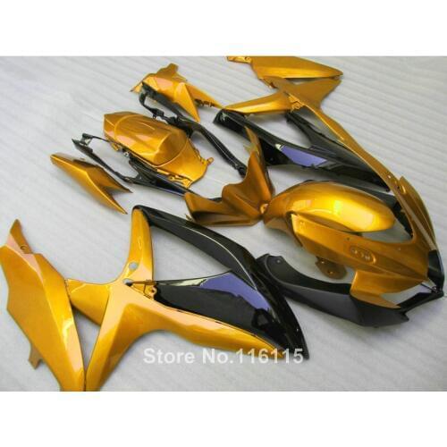 Fairing kit for SUZUKI K8 K9 GSXR 600 700 2008 2009 2010 GSXR600 GSXR750 08 09 10 golden black fairings 62-52