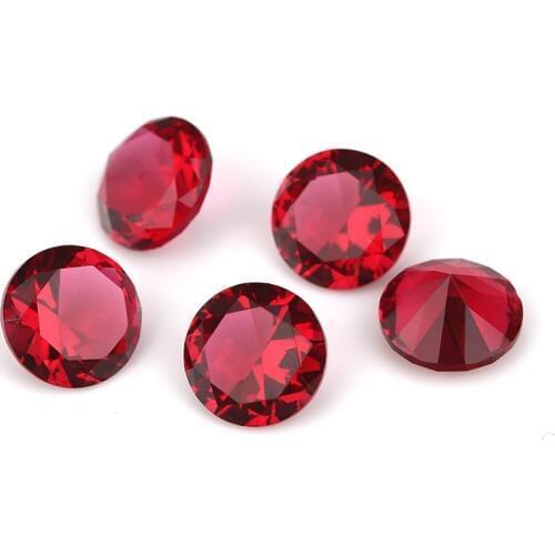1.0mm~15mm Round Shape Loose Stone Rose Red Color AAAAA Glass Synthetic Gems For Jewelry DIY Stone