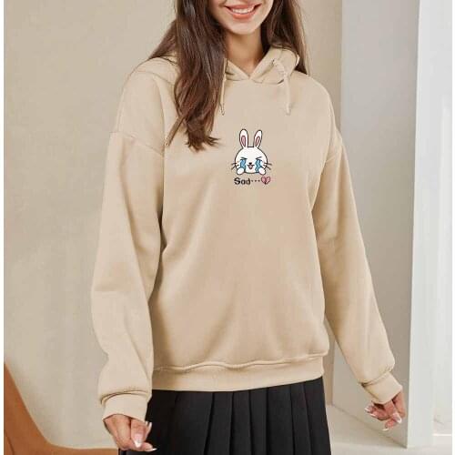 Womens Jacket Oversized Hoodie Rabbit Print Kawaii Clothes Harajuku Female Clothing Winter Clothes Korean Fashion Pullovers