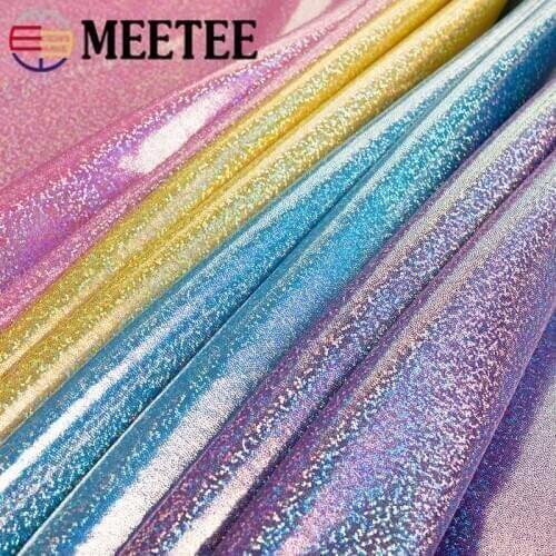Meetee 100/200cm 150cm Laser Color Bronzed Sequin Mesh Fabric DIY Background Stage Clothing Bags Party Decor Sewing Material