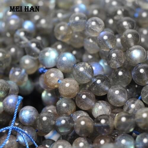 Meihan Free shipping ( 55pcs/strand) Madagascar grade A+ natural 7-7.8mm labradorite smooth loose beads for jewelry design