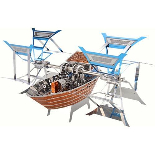 Microworld Power rowing boat Movable Model DIY laser cutting Jigsaw puzzle fighter model 3D metal Puzzle Toys gifts for Chirdren