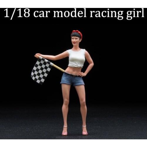 Resin Girl Dolls Model 1/18 Car Scene Simulation Static Vintage Mini Model Collection Display Vehicle Accessories Doll Toy Scene