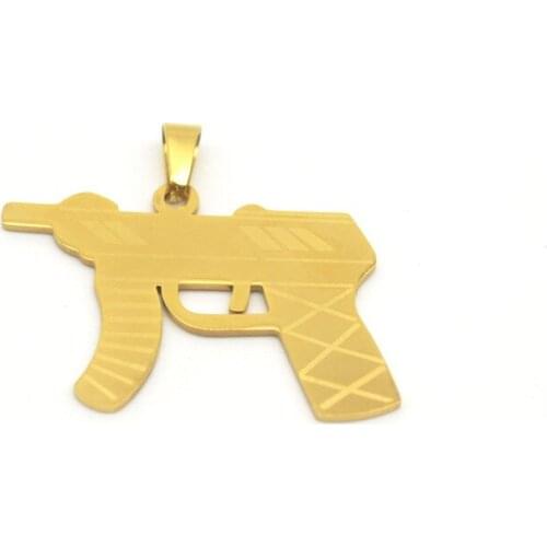 Fashion Pendant Stainless Steel Boys Wholesale Gun Titanium Steel Gold Men Sport Necklace Jewelry