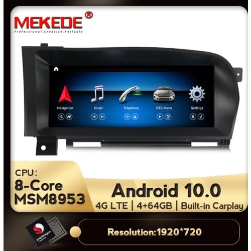 MSM8953 Android 10.0 Car Multimedia Video Player Navigation GPS for Mercedes Benz S-Class W221 2006-2013 S250 S280 S350 S400