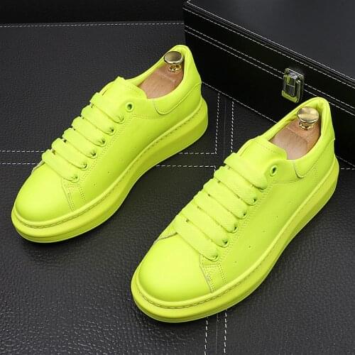 Men fashion hip hop dress platform shoes lace-up original leather shoe trend breathable young sneakers spring autumn footwear