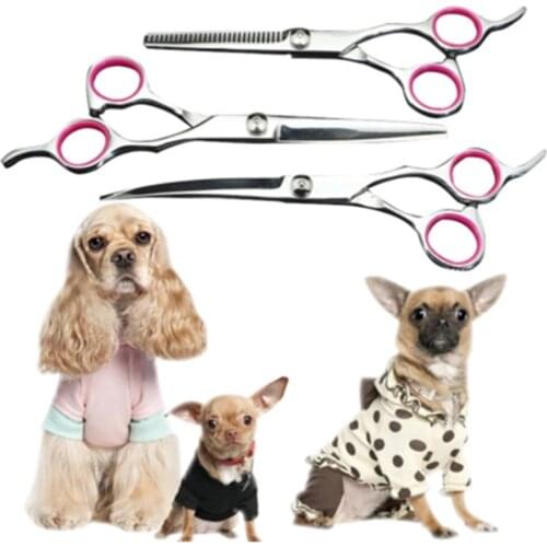 Pet Grooming Scissors Stainless Steel Cats and Dogs Hair Seam Scissors Up and Down Curved Scissors Sharp Haircut Pet Tool Set