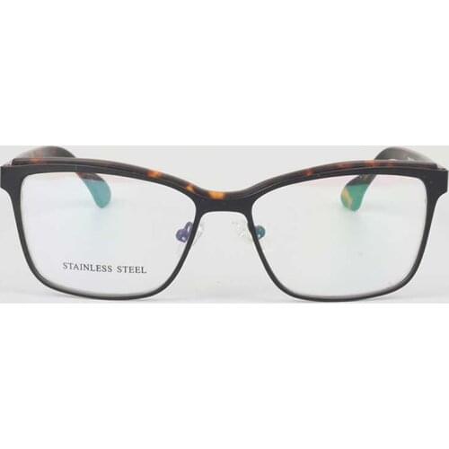 YOUTOP Full-rim Womens Myopia Anti-blue Ray Frame Mens Fashion Square Eyeglasses Striped Stainless Steel Eyewear S8260