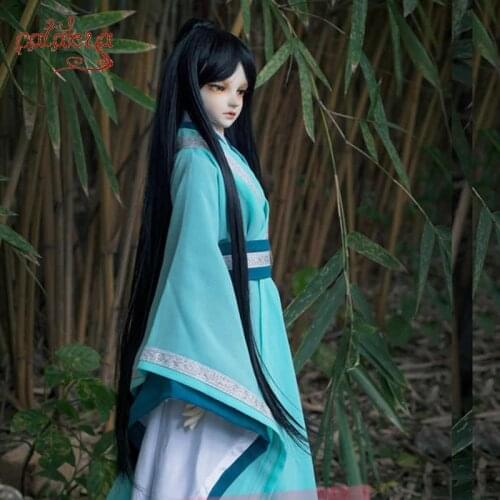 Cateleya Bjd Wig Boys And Girls Black With Ponytail Long Straight Hair Doll Short Wig Bjd 1/3 1/4 1/6 Free Shopping