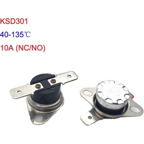 5PCS KSD301 10A Temperature Control Switch 40~135 Degree Celsius Normally Open/Normally Closed Thermal Switch