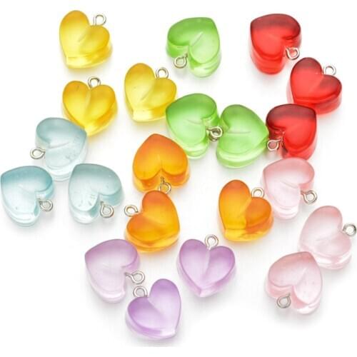 10pcs/lot Resin Simulated Candy Charm Cute Resin Heart Shaped Crystal Candy Pendant For Making jewelry DIY Necklace
