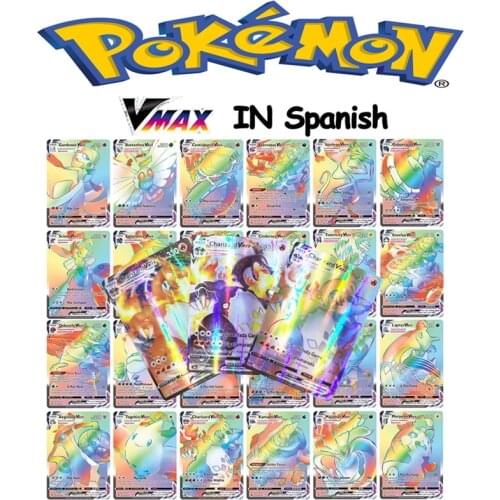 Pokemon Spanish Version Charizard V VMAX Team Glowing Super Shiny Card Game Battle Card Trading Childrens Interactive Toys Gift