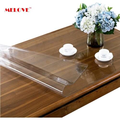 PVC Table Cover Desk Pad Soft Glass Waterproof Tablecloth for Kitchen Dining Table Coffee Table Writing Desk 1.0mm 1.5mm