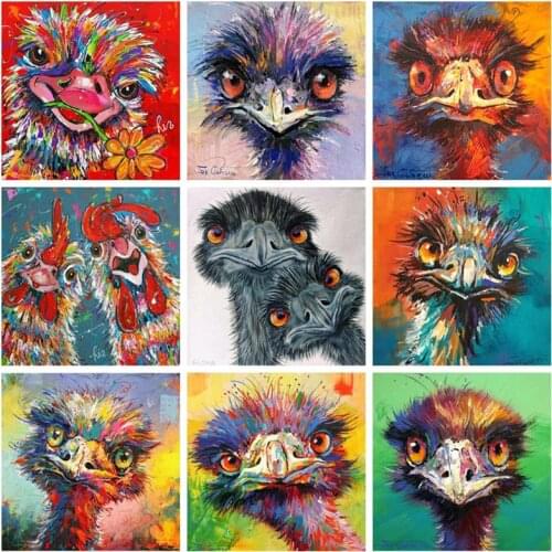 Full Square/Round 5D Diy Diamond Painting Cartoon Ostrich Head Diamond Embroidery Cross Stitch Mosaic Handmade Gift Home Decor