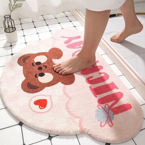 Semicircle Cartoon Kawaii Floor Mat Welcome Home Entrance Door Mat Kitchen Bedroom Hallway Cute Wool Doormat Non-slip Pet Rug U3