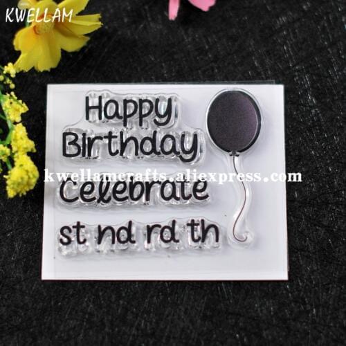 Happy Birthday Celebrate Balloon Scrapbook DIY photo cards rubber stamp clear stamp transparent stamp KW7072344