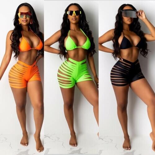 Sexy Bikini 2020 Summer Women Bathing Suits Solid Women Bikini Set Swimsuits For Women Crevice High Waist Swimwear Monokini Set