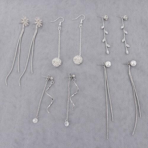 Earrings for Women 2021 Korean Fashion Jewelry Trendy Snowflower Tassel Long Earrings Dangle Drop Earrings aretes de mujer