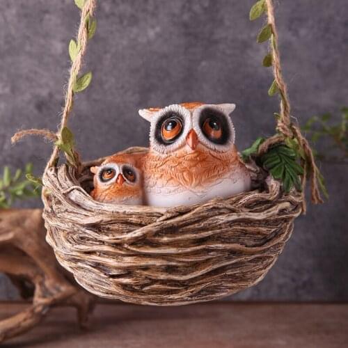 Nordic Creative Resin Simulation Owl Pendant Home Outdoor Courtyard Wall Hanging Micro Landscape Crafts Miniature Garden Decor