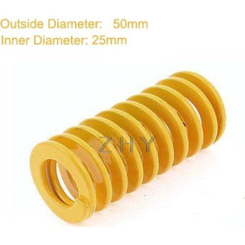 TF 50mm OD 25mm ID 125mm 150mm 175mm 200mm 250mm Long Yellow Light Load 65Mn Metal Spiral Stamping Compression Mould Die Spring