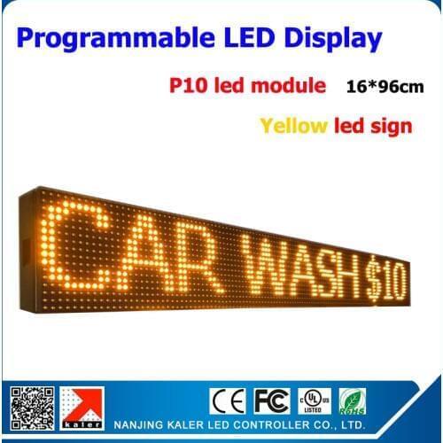 Outdoor LED display p10 sing yellow color led sign for store bank hospital etc.9''*40'' waterproof text led screen outdoor