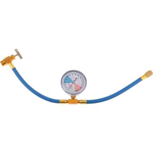 1/4'' SAE R134A To R12/R22 Car A/C Refrigerants Recharge Hose Pipe W/ Gauge 350PSI
