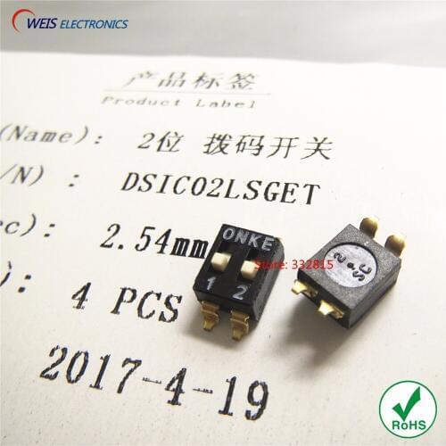 10pcs DSIC02LSGET 2 position toggle switch SPST dial switches SOP-4 ONKE ON/OFF good quality ROHS Free shipping D