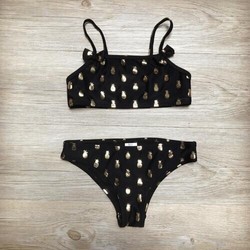 2020 Girl Swimsuit Two Pieces Childrens Swimwear Swim Suits 2-14 Years Children Bronzing Pineapple Girls Bikini Sets A290