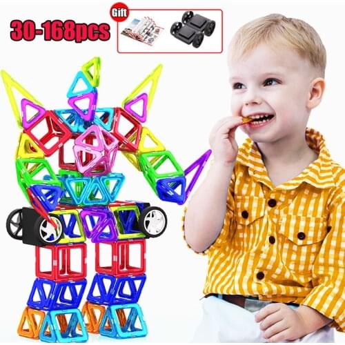 30-168pcs Magnetic Constructor Designer Set Magnetic Blocks Model & Building Toy Educational Toys For Children Gifts