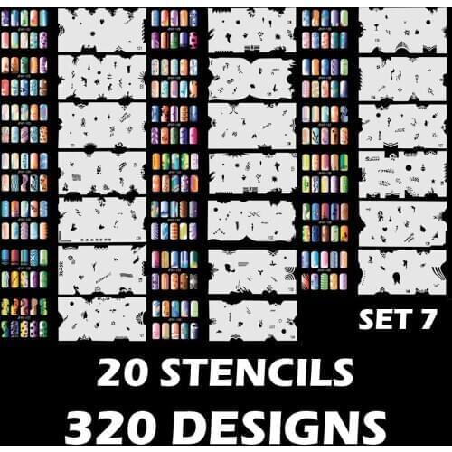 320 DESIGNS Airbrush Nail Art STENCIL Template Kit Paint stamp tool stamping plate image manicure plates Paint 20 Sheets /lot