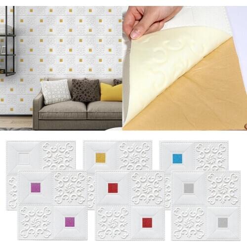 3D Brick Wall Stickers, Foam 3D Wall Tile Self-Adhesive Stickers Home Decorative Soft Panels Wall Decorations