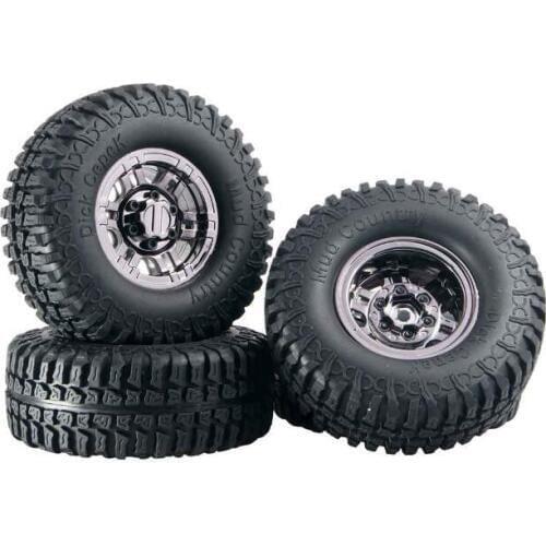 4 Pcs 1.9" RC Crawler Truck Simulation Rubber Gravel Tires Fit for Axial SCX10 Land Rover D90 RC4WD CC01 Crawler Car w Lock Nuts