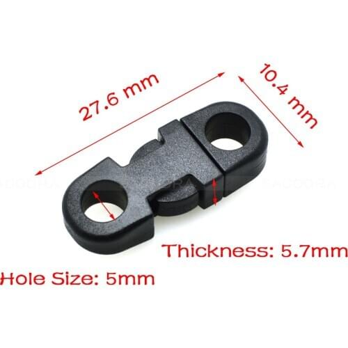 5mm Holes DIA Straight Flat Side Release Plastic Buckles for Mobile Phone Paracord Black #B0018-B2