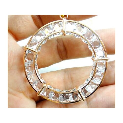 56*48MM wholesale Natural Quartz crystal Circular crystal alloy pendant for diy Jewelry making necklaces Accessories