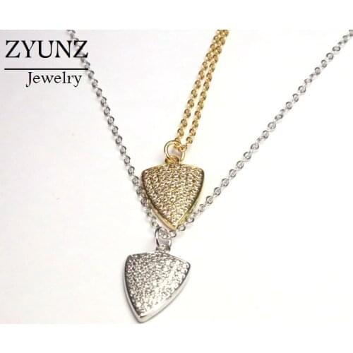 6PCS, Micro Pave CZ Arrow Shaped Classic Fashion Jewelry Gold Silver Color Zirconia Pendant Necklace For Wedding Party Gifts