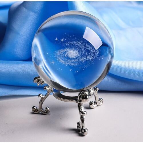 60/70/80MM Diameter Globe Galaxy Miniatures Crystal Ball 3d Laser Engraved Quartz Glass Ball Sphere Home Decoration Accessories